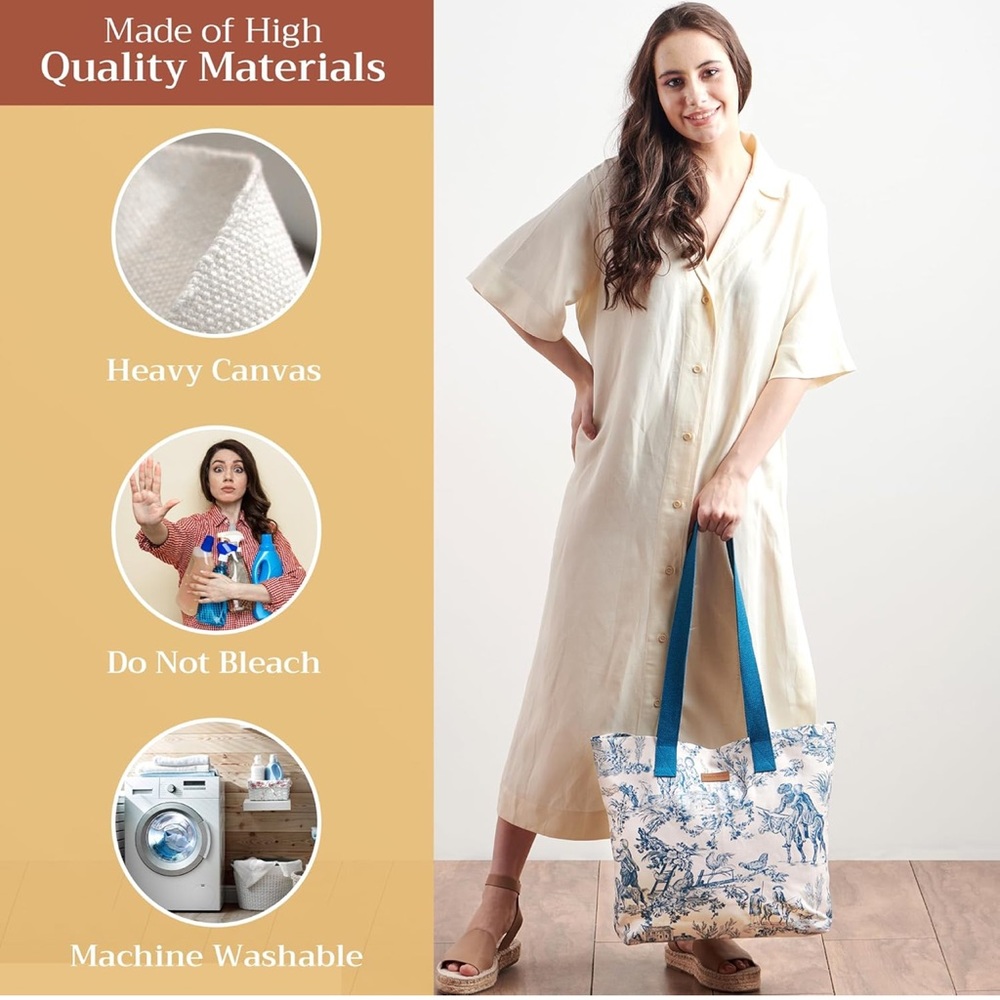 Maison d' Hermine Toile Tote Bag, Blue/White, NWT - Picture 4 of 10
